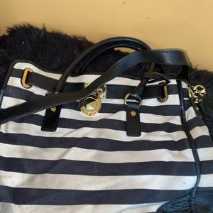 Michael Kors large stripe black and white bag